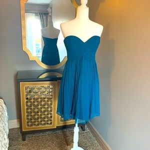 Donna Morgan Teal strapless silk dress